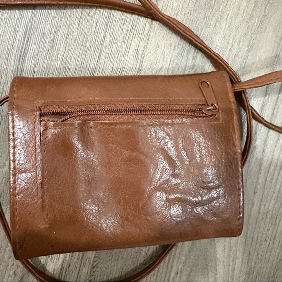 Vtg Stefano Brown Gold Tone Leather Crossbody Handbag 80s 90s Classic Long Strap - Picture 7 of 9